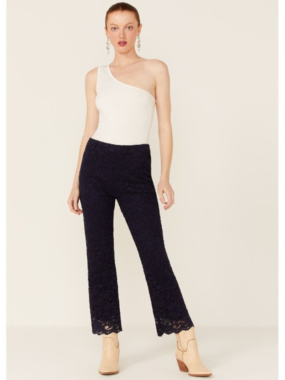 FREE PEOPLE Black Lace Wide Leg Romantic Party Boho Pant